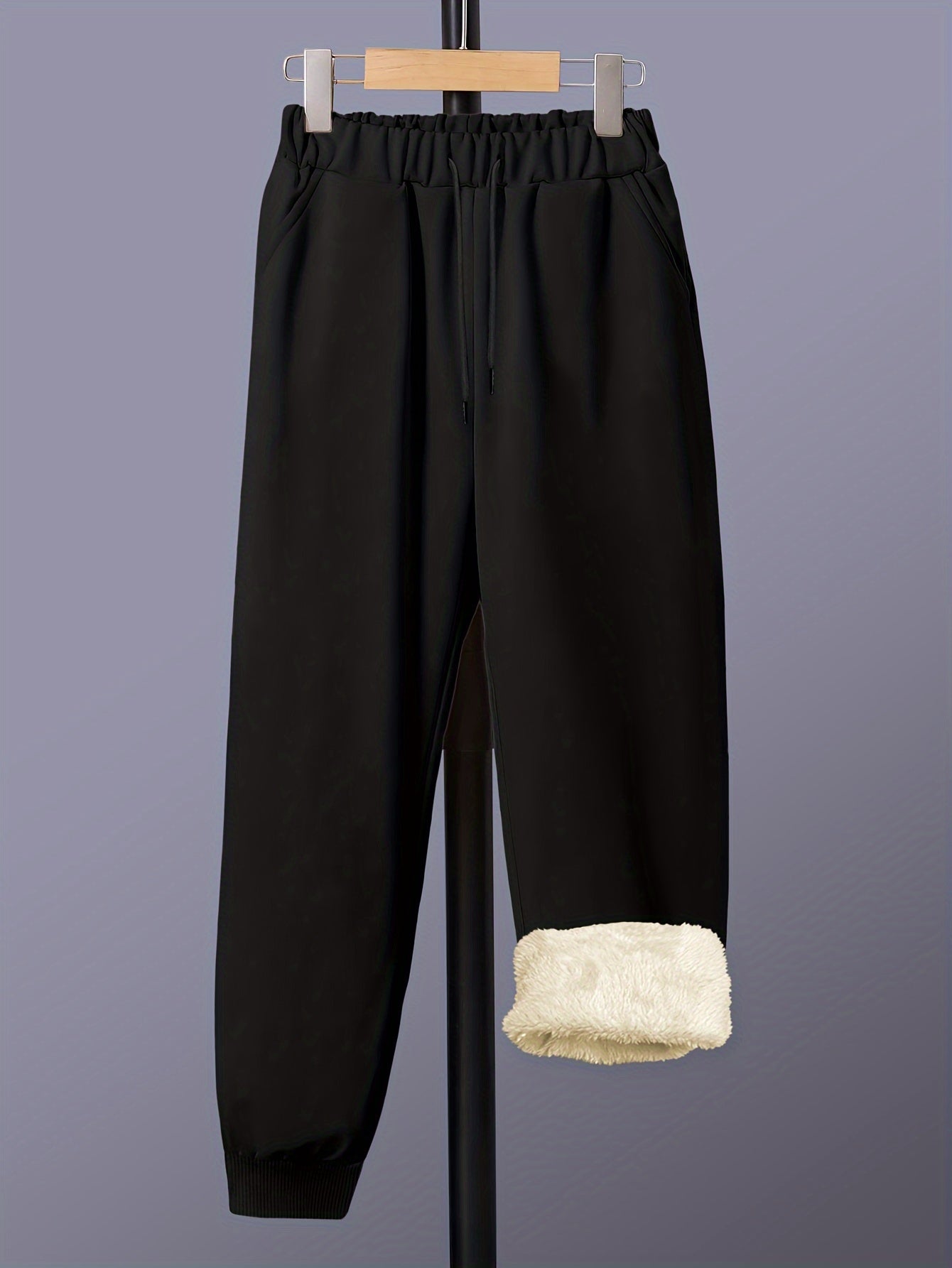Women's Plus Size Fleece Lined Elastic Drawstring Joggers