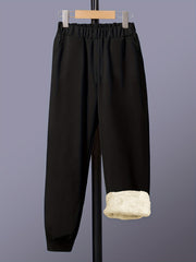 Women's Plus Size Fleece Lined Elastic Drawstring Joggers