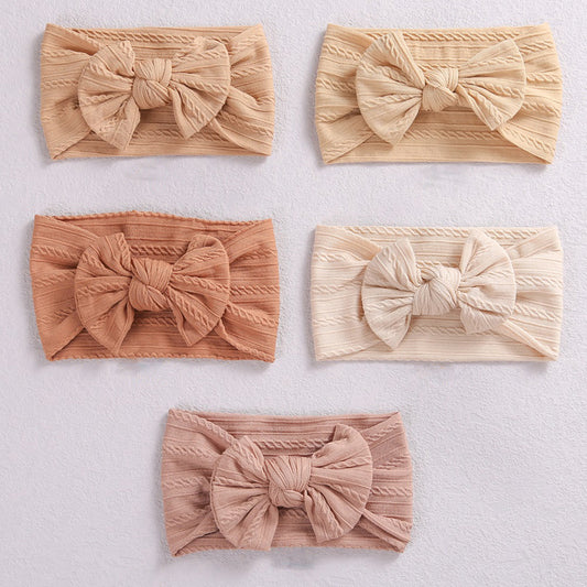 5pcs Nylon Baby Soft Bow Headband