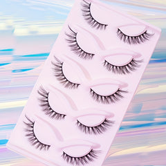 5 Pairs Fishtail Eyelashes 15mm Cat Eye Look Extension For Party