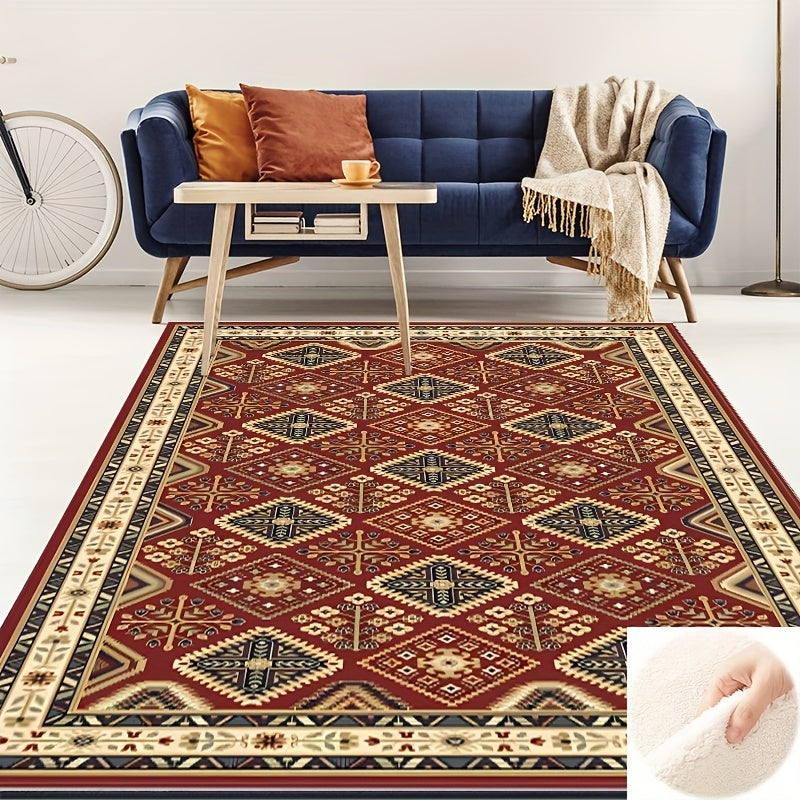 Bohemian Red Classic Pattern Large Carpet Soft Living Room Bedroom