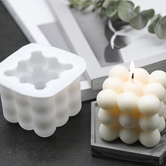 Silicone Candle Mold 3D Cube Round Ball Epoxy Mould Craft Candle Making