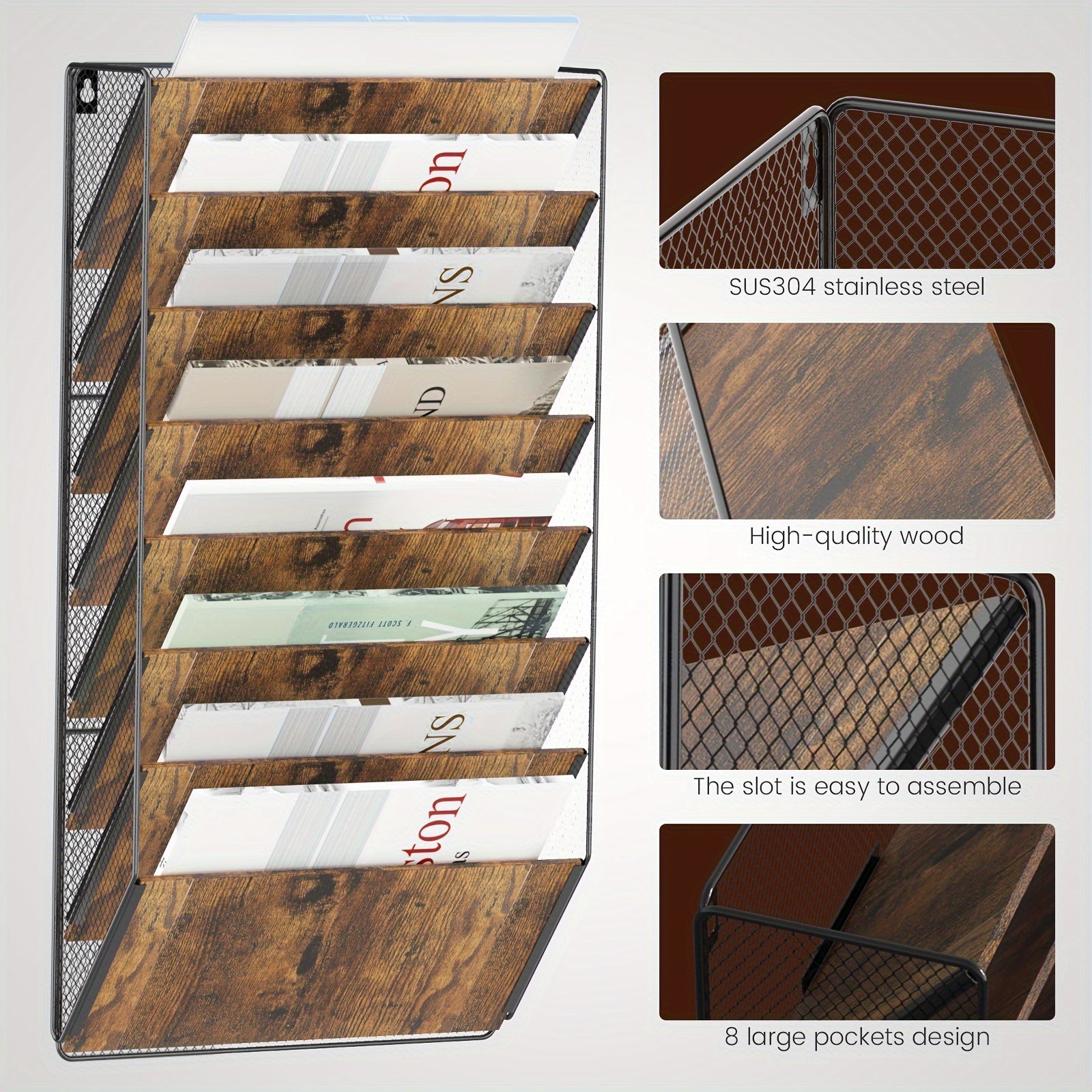 8 Pocket Wall File Shelf Organizer