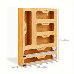1pc Bamboo Storage Box 6 in 1 Kitchen Drawer Organizer