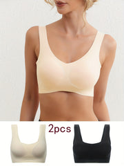 2pcs Seamless Wireless Bras Comfy & Soft Intimates Bra Women's Lingerie
