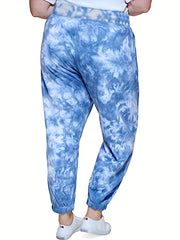  Tie Dye Tapered Leg Sports Pants with Pockets