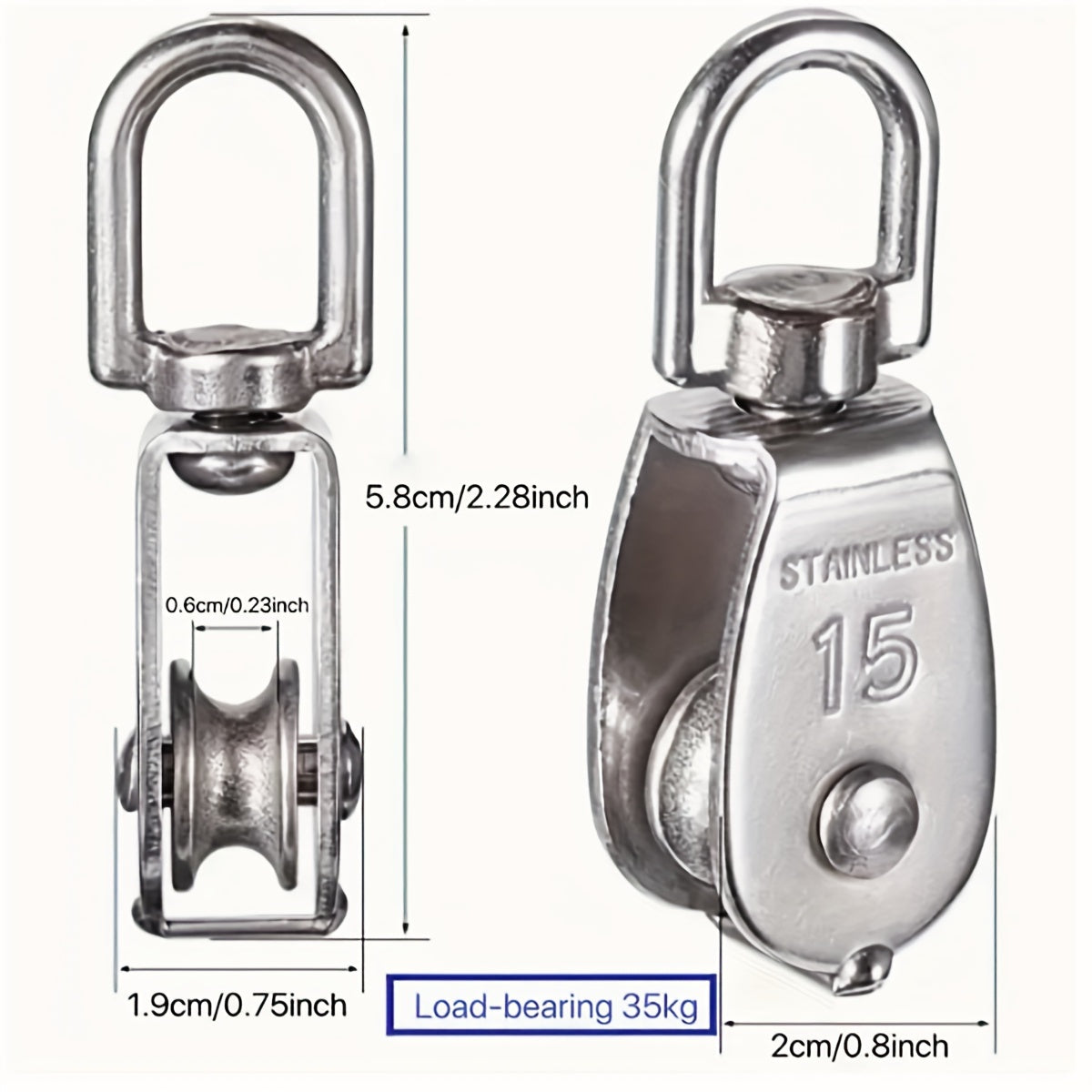 Durable Pulley Roller w/ Swivel Hooks for Smooth Lifting - M15/M25/M32/M20 Opt