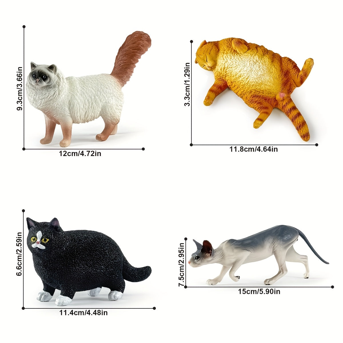 Mini Hand Painted Pet Cats Plastic Figurines Set Birthday Gift