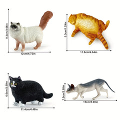 Mini Hand Painted Pet Cats Plastic Figurines Set Birthday Gift