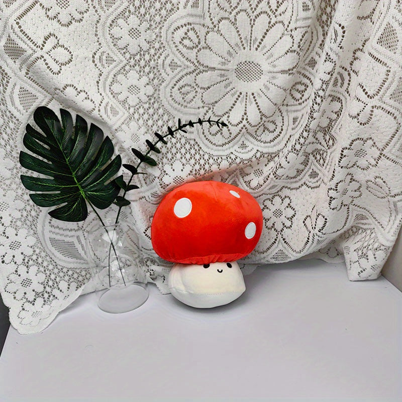 Red Mushroom Plush Toy Realistic Vegetable Doll Home Decoration