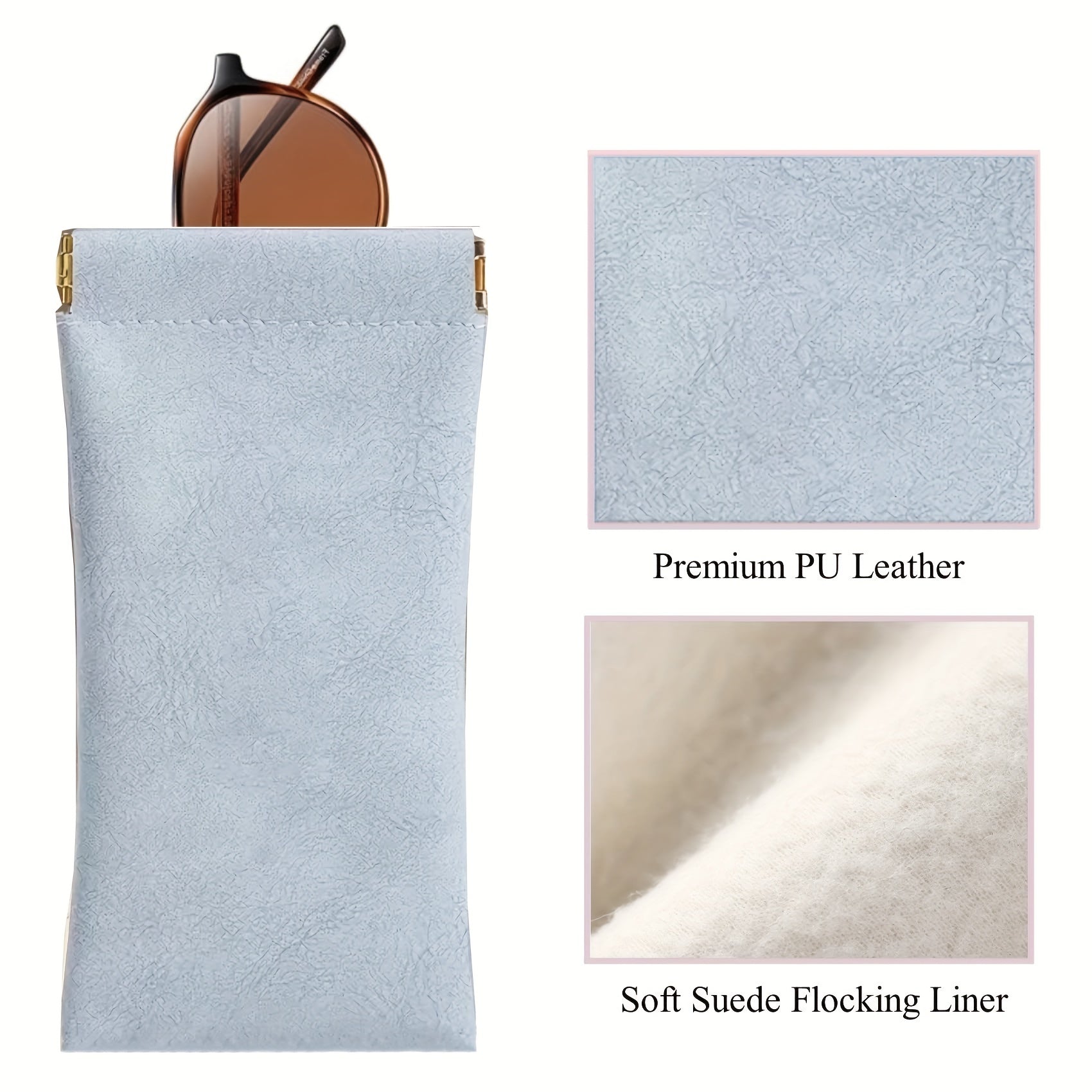 Portable Travel PU Leather Eyeglasses Case Soft Sunglass Organizer Pouch