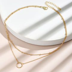 Dainty Chain Necklace for Women - Hollow Round Adjustable Neck Chain