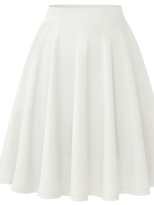 Casual Slim Skater Skirt High Waisted Solid Skirt