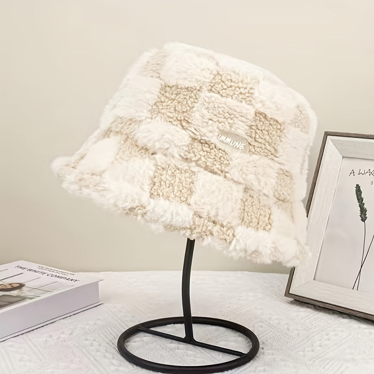 Soft Plush Winter Bucket Hat Women Faux Fur Windproof Cap