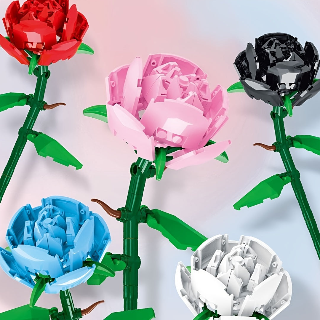 Building Blocks Rose Flower Potted DIY Toy For Children Gift