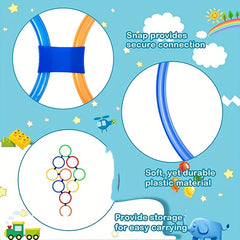 10 Colored Plastic Rings & Connectors Fun Hopscotch Ring Game Set