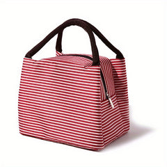 Striped Pattern Handbag Zipper Versatile Lunch Bag