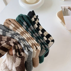 5 Pairs Striped Crew Socks Mid Tube Socks Women's Stockings & Hosiery