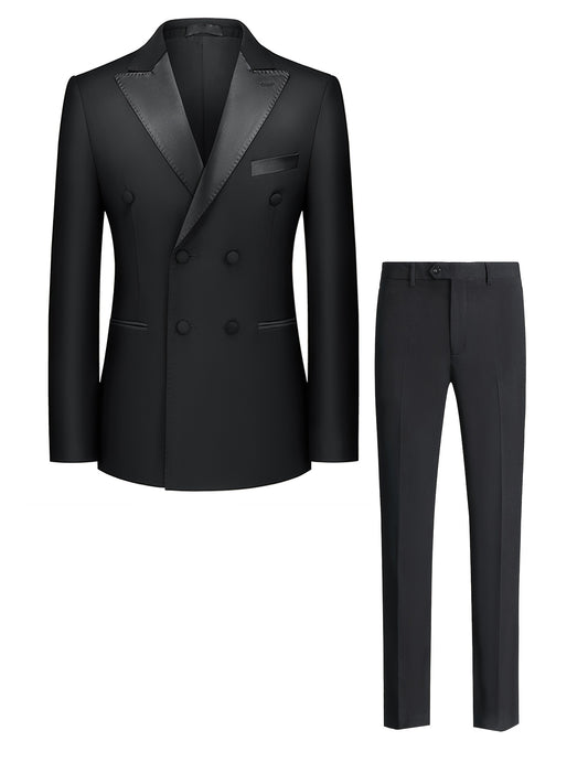 Men's Double Breasted Business Blazer Suit with Pants