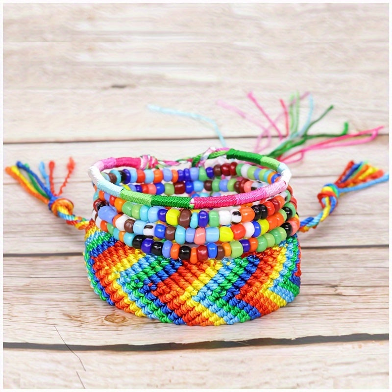 5-Piece Rainbow Bracelet Set Friendship Wristband Boho Bracelet for Friends