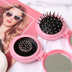 Cartoon Folding Airbag Comb With Mirror