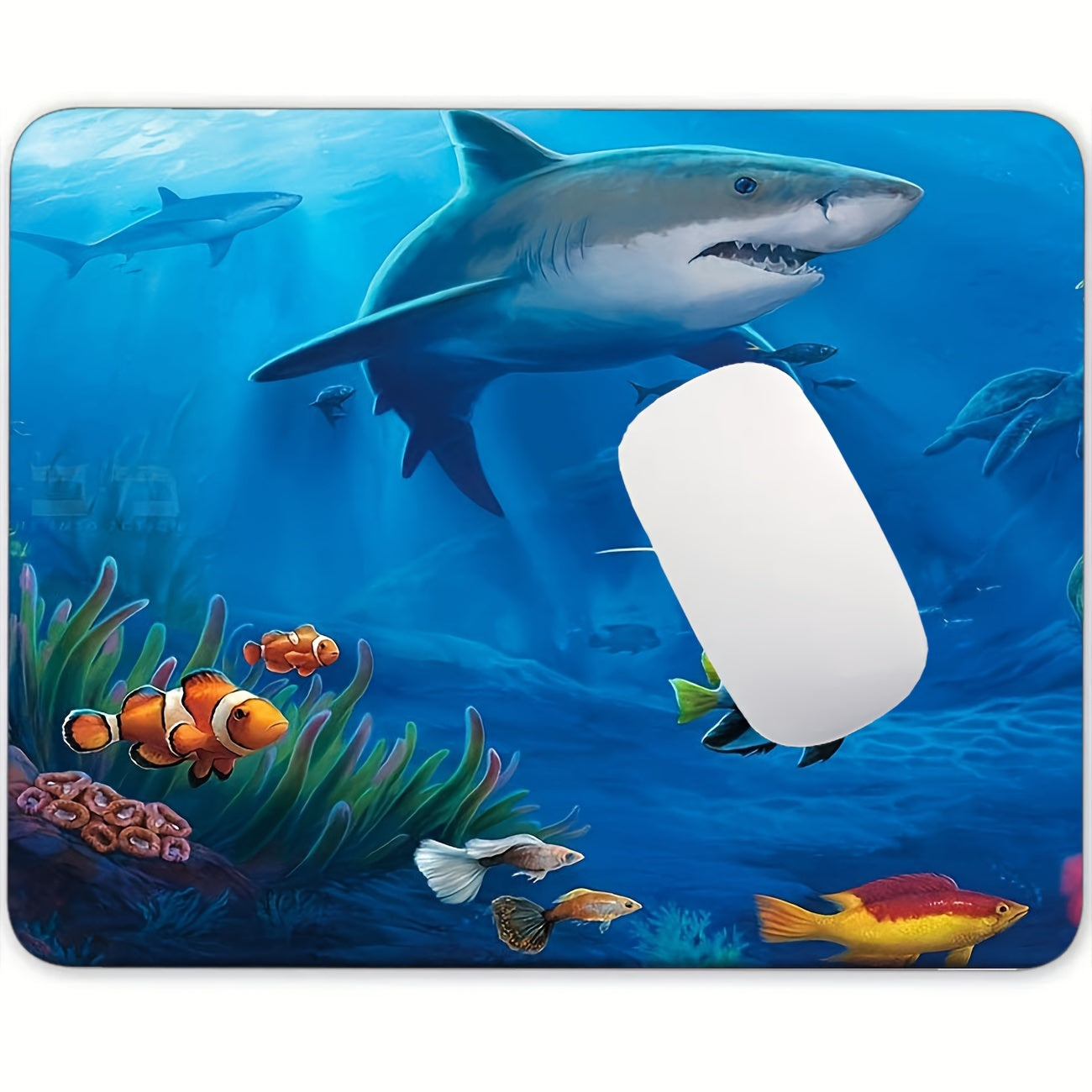 Under Sea Fish Sharks Mouse Pad Non Slip Rubber