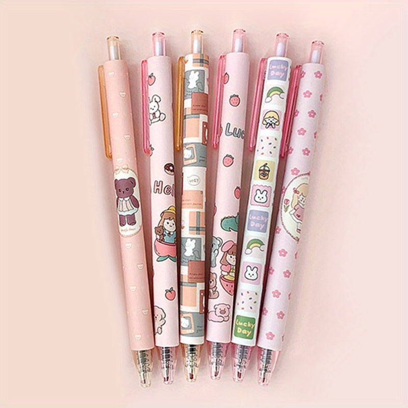 6 Pcs 0.5mm Tea Princess Gel Pen Set