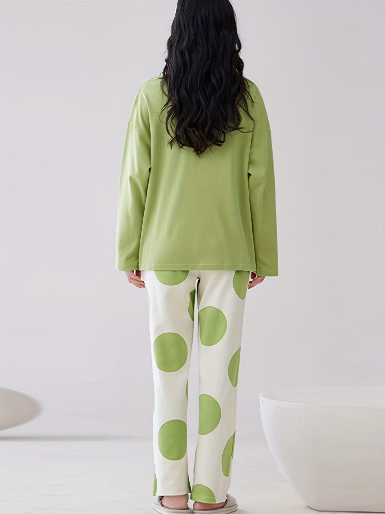 Avocado Print Pajama Set Long Sleeve Top & Pants Women's Sleepwear