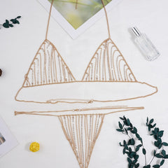 Crystal Body Chain Tassel Bra Set Women's Sexy Style