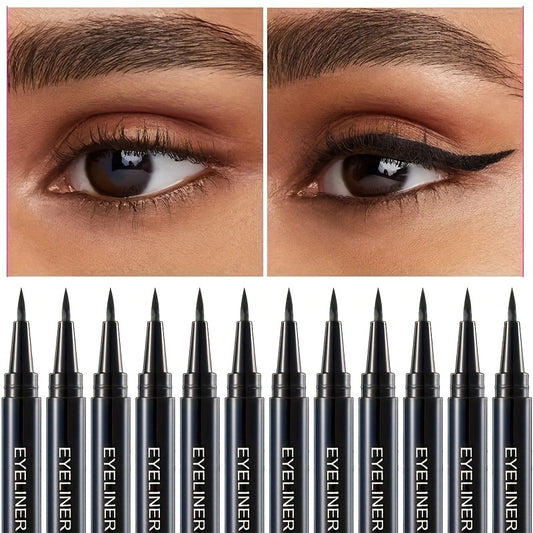 Waterproof Liquid Eyeliner 12 Pack Easy Glide Precision Tip Long Lasting