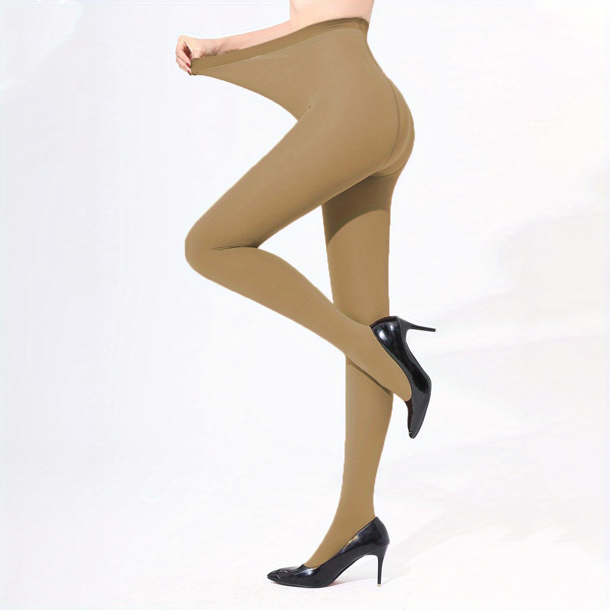 Solid Slim Pantyhose High Waist Elastic Footed Women's Stockings
