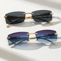 2pcs Metal Rimless Casual Sunglasses for Everyday Wear