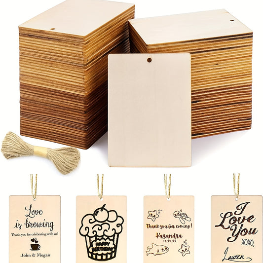 45pcs Wooden Rectangular Tags for Christmas Decorations
