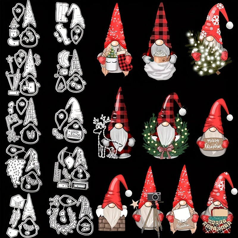 10pcs Christmas Gnome Metal Cutting Dies for Card Making DIY Scrapbooking Decor