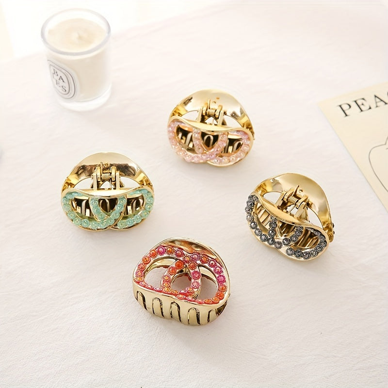 Small Rhinestone Hair Claw Glitter Hair Claw Nonslip Side Hair Bang Braids