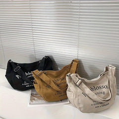 Canvas Tote Bag Large Capacity with Letter Pattern for Travel & Work