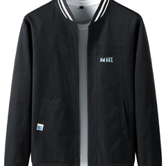 Men's Casual Baseball Collar Zip Up Jacket Coat For Spring Fall