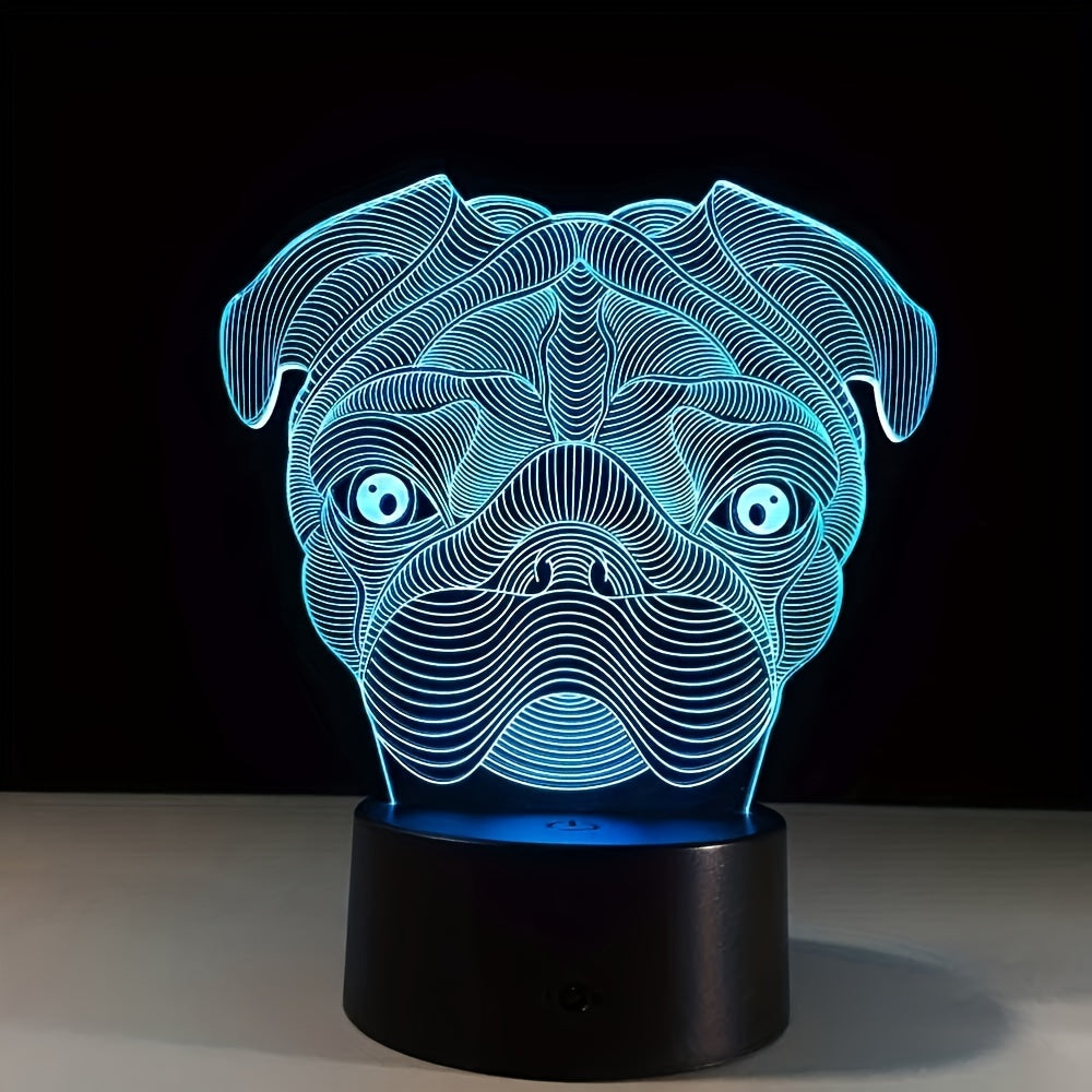 3D Dog Head Night Light Desk Lamp Dimmable 16 Colors Smart Touch Home Decor
