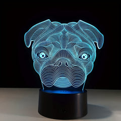 3D Dog Head Night Light Desk Lamp Dimmable 16 Colors Smart Touch Home Decor
