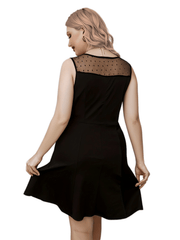  Flocked Dot Lace Tank Dress