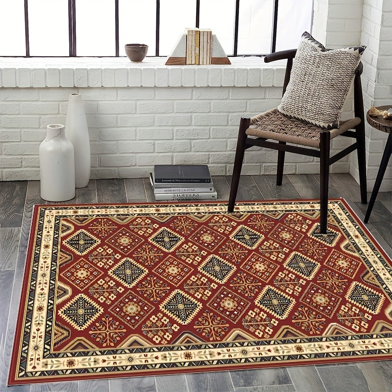 Bohemian Red Classic Pattern Large Carpet Soft Living Room Bedroom