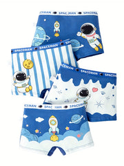 4pcs Boy's Astronaut Graphic Boxer Briefs Underwear Clothes