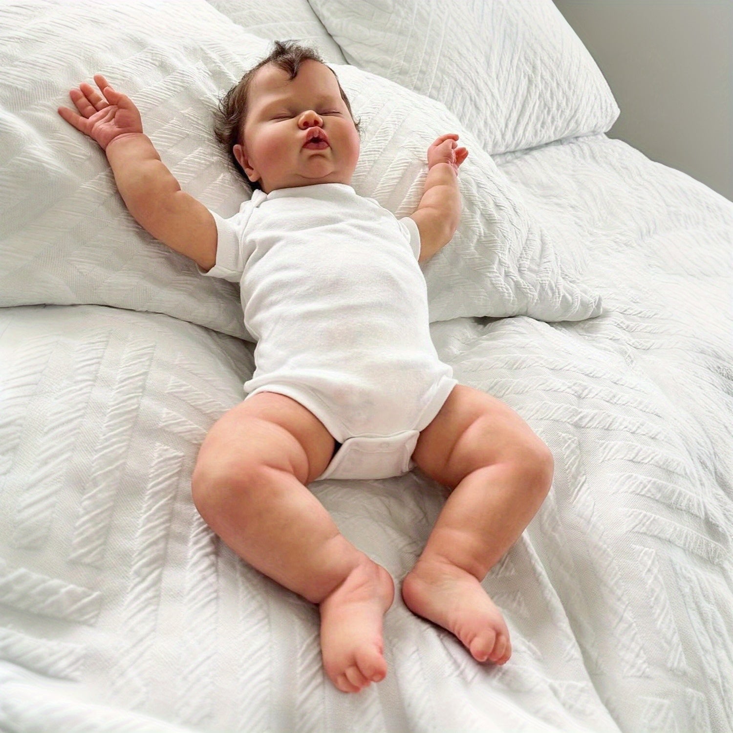 Reborn Baby Doll Realistic Cloth Body Vinyl Limbs Pink Eyes