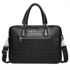 SCHLATUM Crocodile Pattern Briefcase Leather Business HandBag