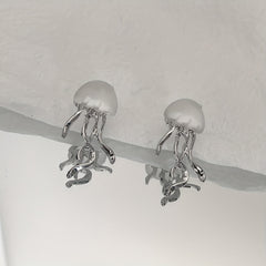 Silver Plated Jellyfish Earrings Ear Jewelry Women