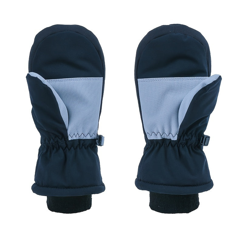 Kids Waterproof Letter Print Ski Gloves Winter Warm Outdoor Snow Riding