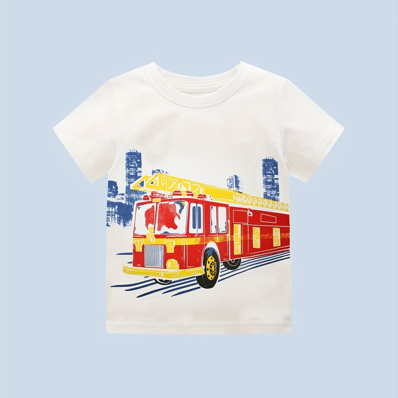 Boy's Fire Truck Graphic Cotton T shirt 3D Print Casual Tee Kid's Clothing