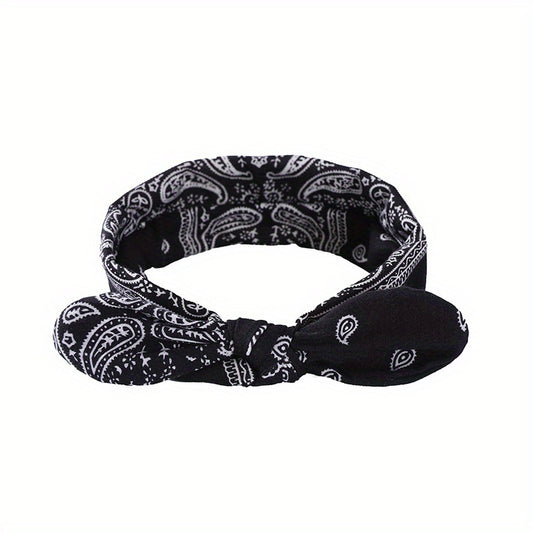 Boho Floral Rabbit Ear Headband Elastic Hair Accessories