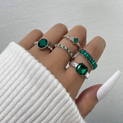 Delicate Gemstone Finger Ring Set for Women Girls