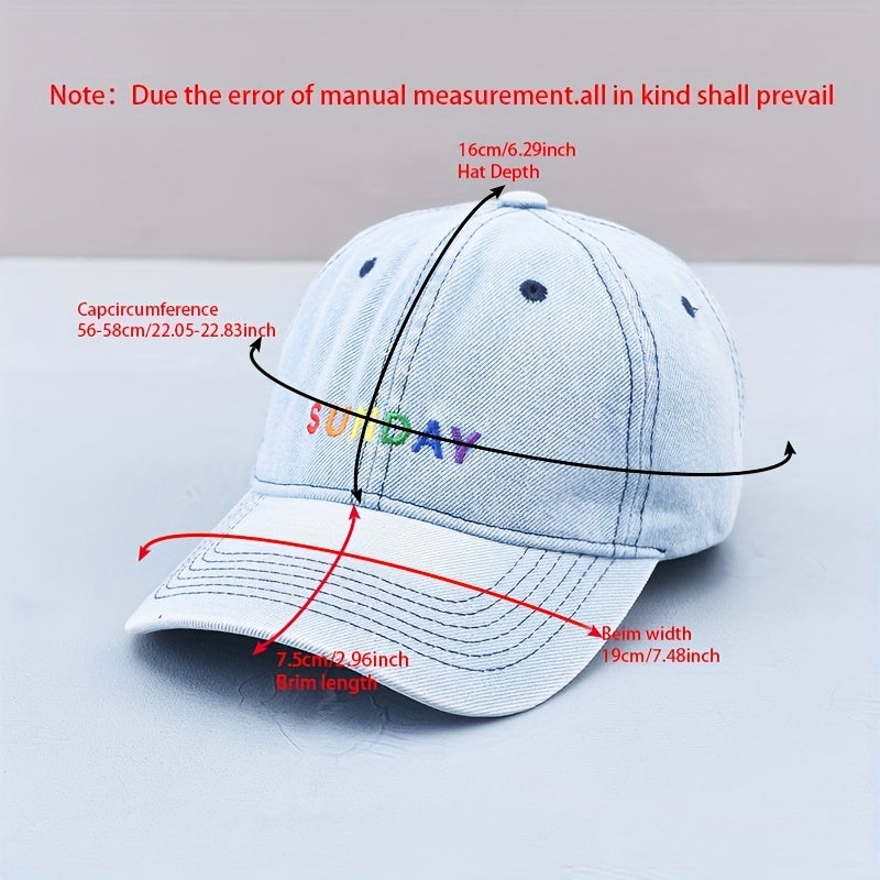 Embroidery Baseball Cap Denim Washed Unisex Couple Sun Hat